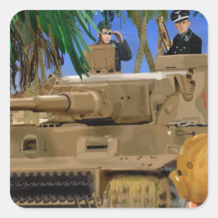 JOLLY ROGER TIGER TANK. VIERKANTE STICKER