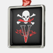 Jolly Roger V Monogram Initiaal Metalen Ornament (Links)