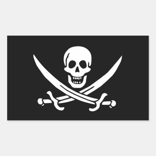 Jolly Roger van Calico Jack Rackham (ZWART) Rechthoekige Sticker (Voorkant)