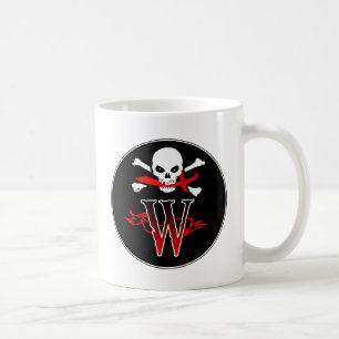 Jolly Roger W Initiaal Monogram Koffiemok