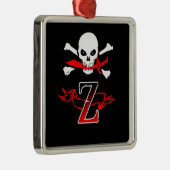 Jolly Roger Z Monogram Initiaal Metalen Ornament (Rechts)