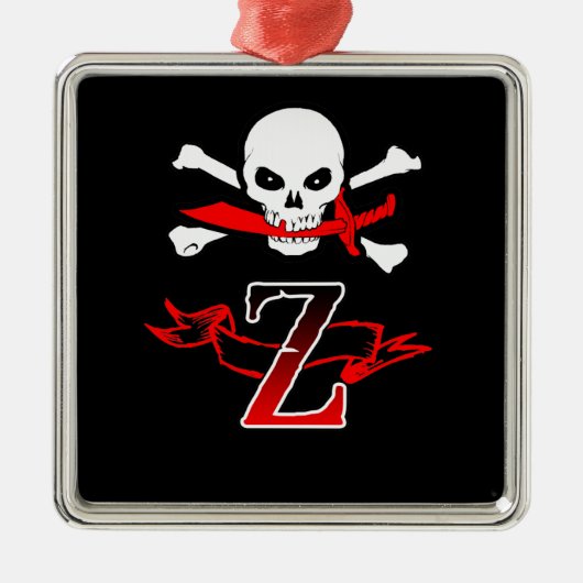 Jolly Roger Z Monogram Initiaal Metalen Ornament (Voorkant)