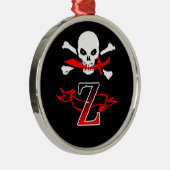 Jolly Roger Z Monogram Initiaal Metalen Ornament (Rechts)