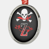Jolly Roger Z Monogram Initiaal Metalen Ornament (Links)