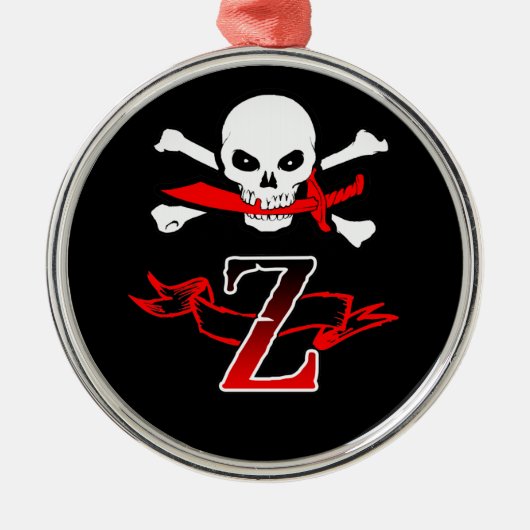 Jolly Roger Z Monogram Initiaal Metalen Ornament (Voorkant)