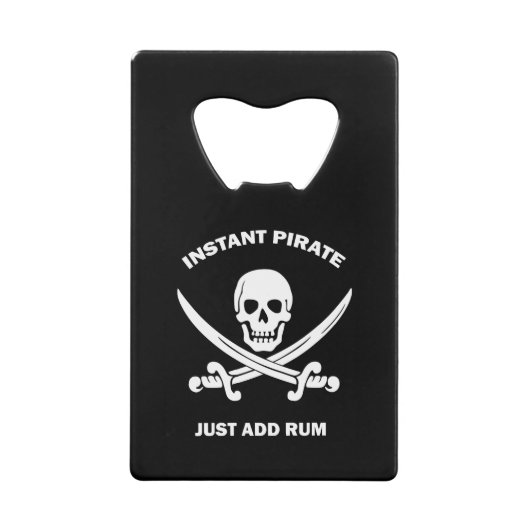 Jolly Rogers Instant Pirate Add Rum Creditkaart Flessenopener (Voorkant)