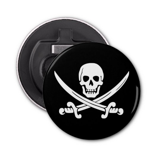 Jolly Rogers Pirate Button Flesopener (Voorkant)