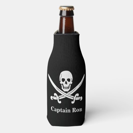 Jolly Rogers Pirate Captain Custom Flesjeskoeler (Fles Voorkant)