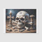 Jolly Rogers schedel en botten op piratenbureau Tissuepapier (Voorkant)