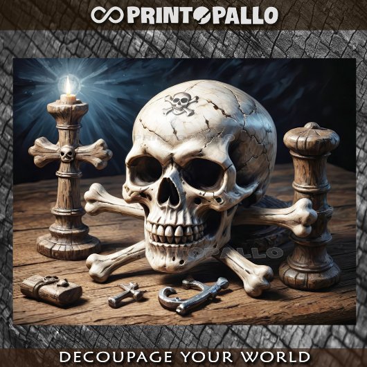 Jolly Rogers schedel en botten op piratenbureau Tissuepapier