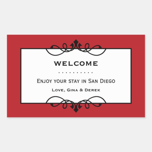 Jolly rood smeedijzeren lijst uit de stad geschenk rechthoekige sticker (Voorkant)