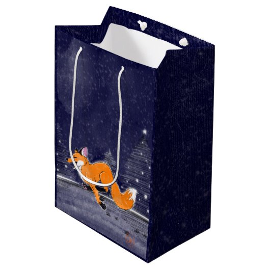 Jolly Running Fox Gift Bag Medium Cadeauzakje (Voorkant Gekanteld)