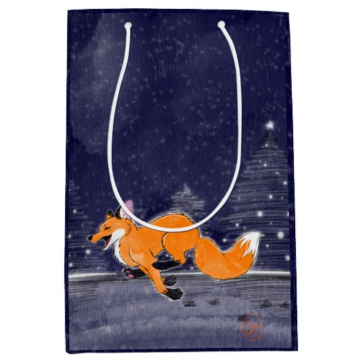 Jolly Running Fox Gift Bag Medium Cadeauzakje (Voorkant)