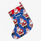 Jolly Santa aangepaste jongens kerstkous Grote Kerstsok (Achterkant (Hangend))