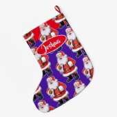 Jolly Santa aangepaste jongens kerstkous Grote Kerstsok (Achterkant (Hangend))