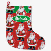 Jolly Santa aangepaste meisjes kerstkous Grote Kerstsok (Voorkant)