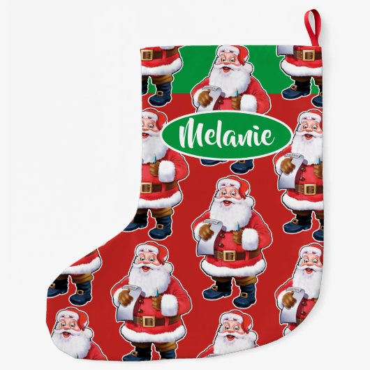 Jolly Santa aangepaste meisjes kerstkous Grote Kerstsok (Achterkant)