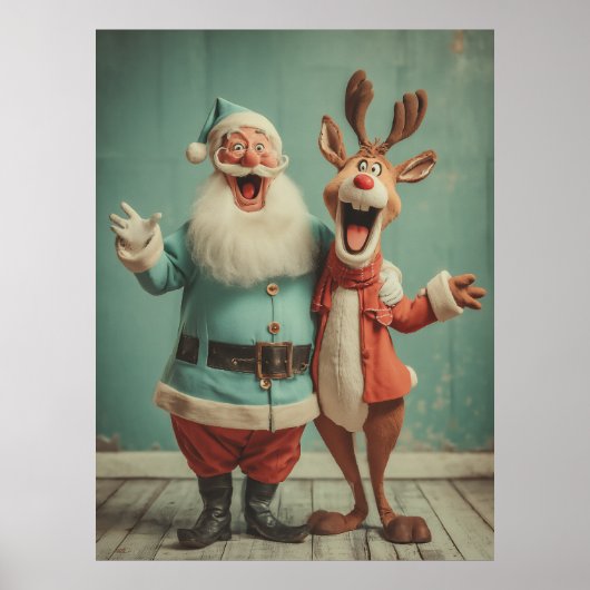 Jolly Santa and Rudolph Cheer Poster (Voorkant)