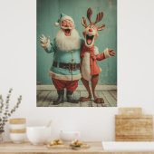 Jolly Santa and Rudolph Cheer Poster (Keuken)