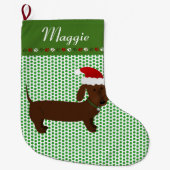 Jolly Santa Brown Dachshund Personalized Grote Kerstsok (Voorkant)