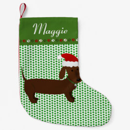 Jolly Santa Brown Dachshund Personalized Grote Kerstsok