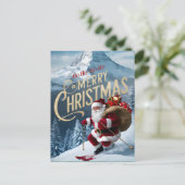 Jolly Santa Carves Sneeuwpistes Briefkaart (Staand voorkant)
