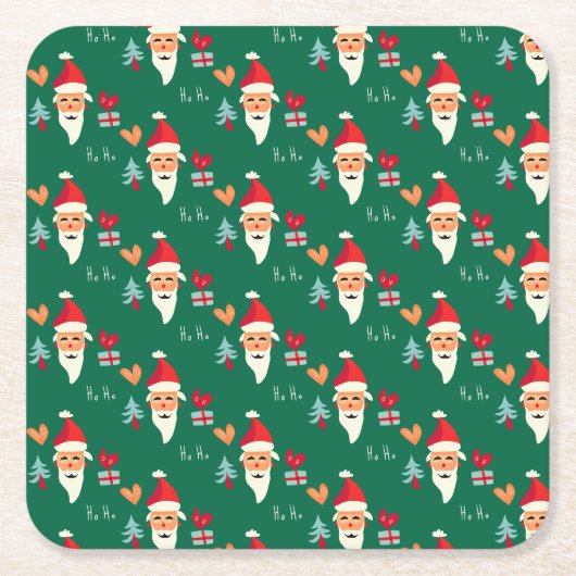 Jolly Santa Christmas Design Kartonnen Onderzetters (Voorkant)