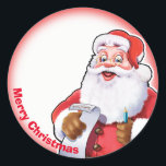 Jolly Santa Christmas label sticker<br><div class="desc">Trek af en plak deze blije vrolijke kerstman op cadeaus,  op versieringen,  op kaarten - in feite overal waar je denkt dat het zal worden opgelicht.</div>