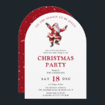 Jolly Santa Christmas Party Kaart<br><div class="desc">Dit is het seizoen om Jolly te zijn! Nodig vrienden en familie uit om deel te nemen aan het feestelijke gejuich met deze eenvoudige maar traditionele kerstfeestuitnodiging. Alle tekst is eenvoudig aan te passen met uw eigen evenementgegevens.</div>
