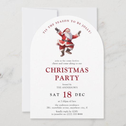 Jolly Santa Christmas Party Kaart (Voorkant)