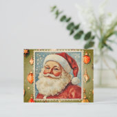 Jolly Santa Christmas postzegel Feestdagenkaart (Staand voorkant)