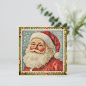 Jolly Santa Christmas postzegel Feestdagenkaart (Staand voorkant)