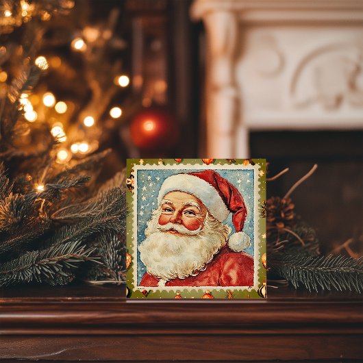 Jolly Santa Christmas postzegel Feestdagenkaart