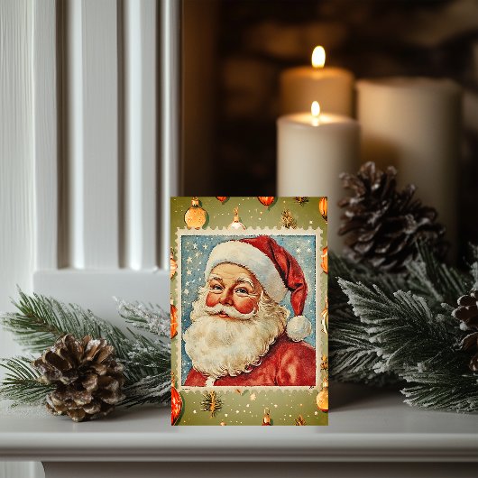  Jolly Santa Christmas postzegel Kaart