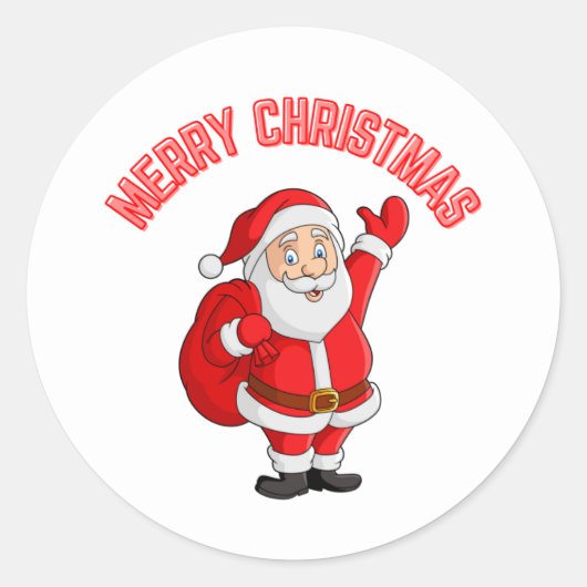 Jolly Santa Christmas Ronde Sticker (Voorkant)