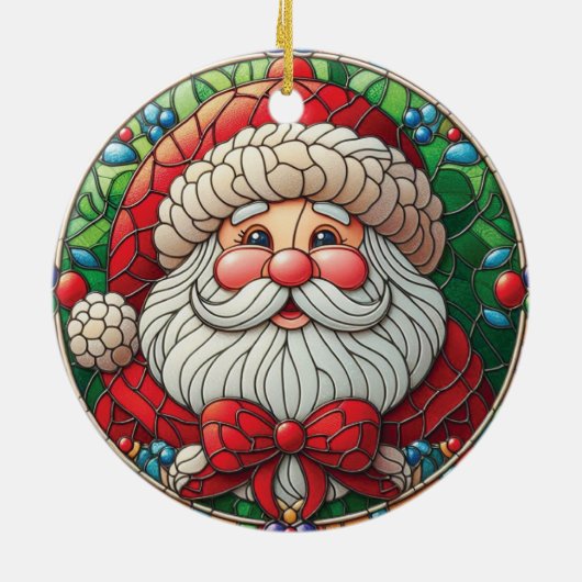 Jolly Santa Christmas Tree Decoration Keramisch Ornament (Achterkant)