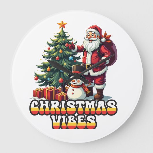 Jolly Santa Christmas Vibes Grote Klok (Voorkant)