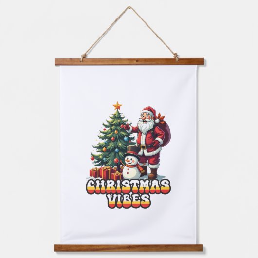 Jolly Santa Christmas Vibes Hangend Wandkleed (Voorkant)