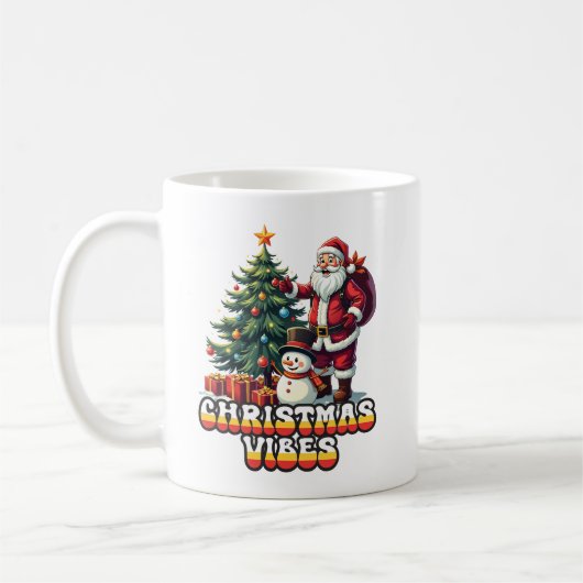 Jolly Santa Christmas Vibes Koffiemok (Links)