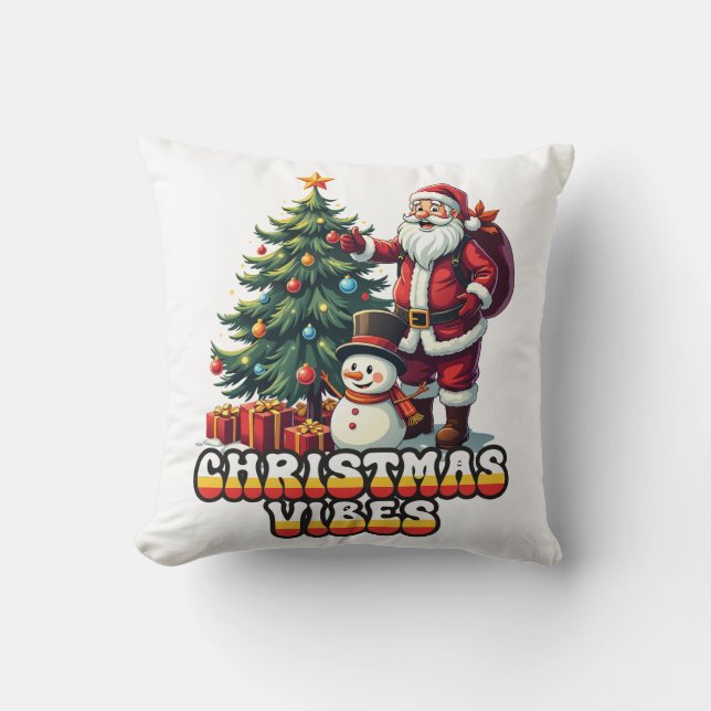 Jolly Santa Christmas Vibes Kussen (Voorkant)