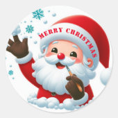Jolly Santa Classic Ronde Stickers (Voorkant)