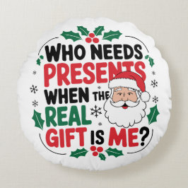 Jolly Santa Claus brengt feestelijke juichen aan i Rond Kussen