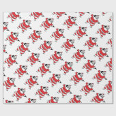 Jolly Santa Claus Calling Reindeer op kerst Cadeaupapier (Vlak)