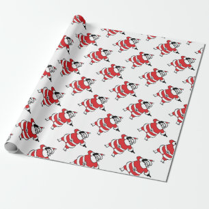 Jolly Santa Claus Calling Reindeer op kerst Cadeaupapier