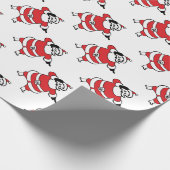 Jolly Santa Claus Calling Reindeer op kerst Cadeaupapier (Hoek)