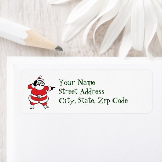 Jolly Santa Claus Calling Reindeer op kerst Etiket (Insitu)