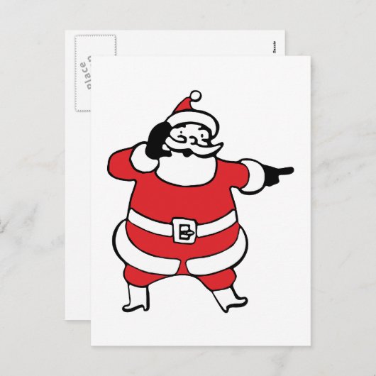 Jolly Santa Claus Calling Reindeer op kerst Feestdagenkaart (Voorkant / Achterkant)