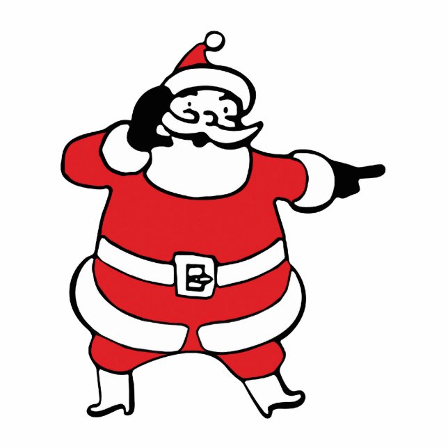 Jolly Santa Claus Calling Reindeer op kerst Fotobeeldje Ornament (Voorkant)