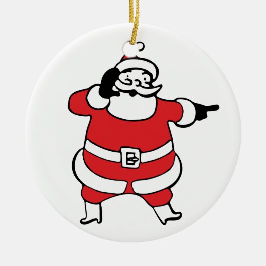 Jolly Santa Claus Calling Reindeer op kerst Keramisch Ornament (Voorkant)