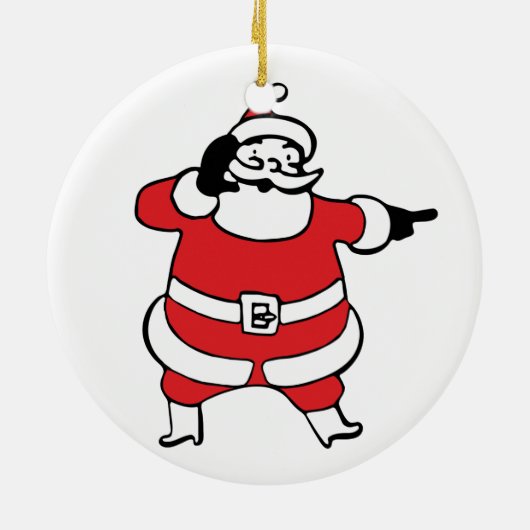 Jolly Santa Claus Calling Reindeer op kerst Keramisch Ornament (Achterkant)